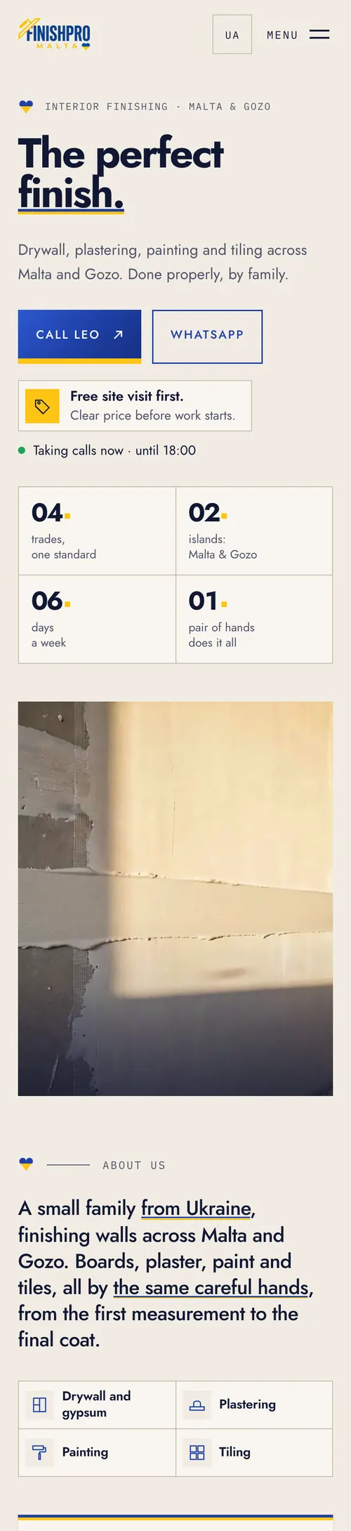 The same site on a phone
