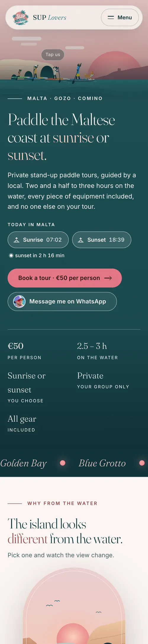 The same site on a phone